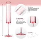 24 Pieces Acrylic Pink Champagne Flutes 5.4 OZ Square Champagne Glasses Stemmed Coupes Reusable Wedding Toasting Glasses Rose Bride Wine Glasses For Birthday Party Wedding Anniversary Christmas