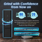 Femobook-A2 Portable Electric Coffee Grinder, Cordless Burr Grinder USB Rechargeable Coffee Grinder Magnetic Grounds Cup for Espresso Pour Over Travel & Home Brewing, Black