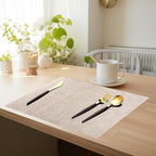 PIGCHCY Beige Placemats Set of 6 Vinyl PVC Durable Place Mats for Dining Table,Heat Resistant Non-Slip Woven Tabel Mats (18x12 inches, Beige)