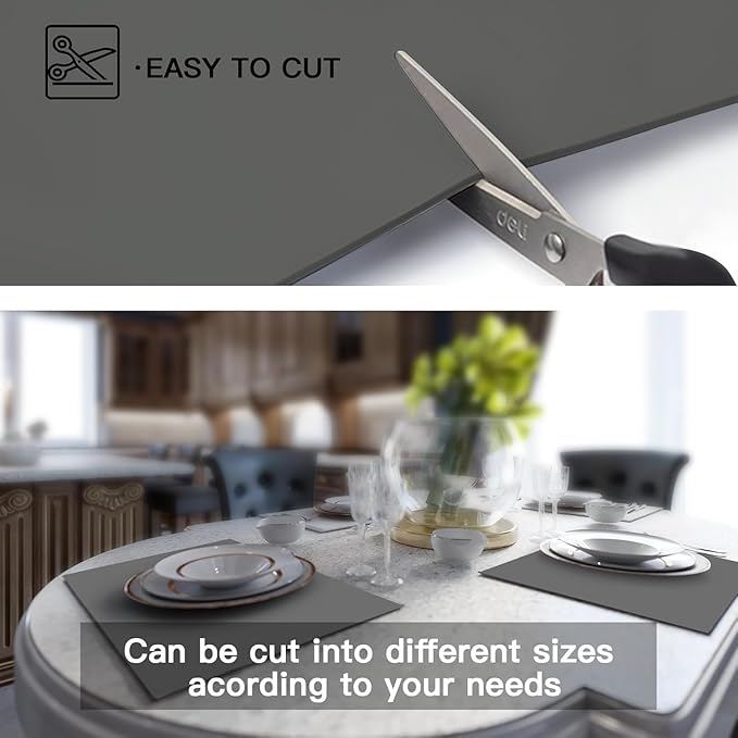 Silicone Mats for Kitchen Counter, 47.3"x23.6"(120cmx60cm) Large Heat Resistant Mat Kitchen Island Waterproof 2MM Thick Countertop Protector Mat Nons-slip Extra Large Counter Mat, Translucent Gray