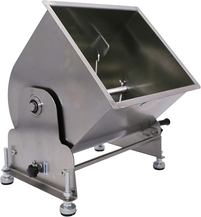 CMI Commercial Stainless Steel Manual Meat Mixers with lid,35Lb/20L Tank,(Mixing Maximum 35-Pound for Meat),Sausage Mixer Machine Meat Processing Equipment (20L/35Lb-Tilt Tank(Gear))