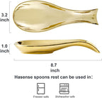 Spoon Rest for Kitchen Counter and Stove Top, Hasense Porcelain Spoon Holder for Ladle Spatula and Tong, Large Cooking Utensil Rest for Home Kitchen and Coffee Bar Decoration, Gold