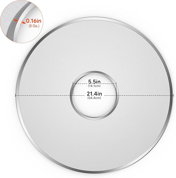 Stanbroil Round Griddle Insert for Weber 22" Kettle Charcoal Grills, Stainless Steel Flat Top Griddle Plate Plancha Kettle Grill Accessory