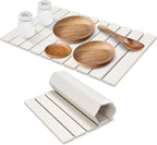 JINGYAN Large Stone Dish Drying Mat for Kitchen Counter, Foldable Diatomaceous Earth Absorbent Mat, Quick Dry Collapsible Drying Pad for Dishes & Utensils, Kitchen Sink Mat, 24x16 Inch - White