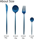 JASHII Silverware Set, 24-Piece Stainless Steel Flatware, Kitchen Utensil Set for 6, Tableware Cutlery - Matte Blue, Dishwasher Safe