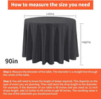6 Pack Black Round Tablecloths, 90 Inch Stain Resistant and Wrinkle Polyester Fabric Washable Table Clothes Cover for Kitchen Dining, Wedding, Reception Banquet, Birthday Party, Buffet Restaurant