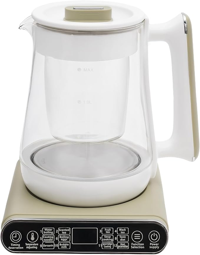 Health Pot, 110V Electric Kettle Tea Maker with Infuser, 1.8L/60.87Oz Large Capacity Glass Kettle & Stew Pot - Multifunctional Tea Maker - 12 Menus