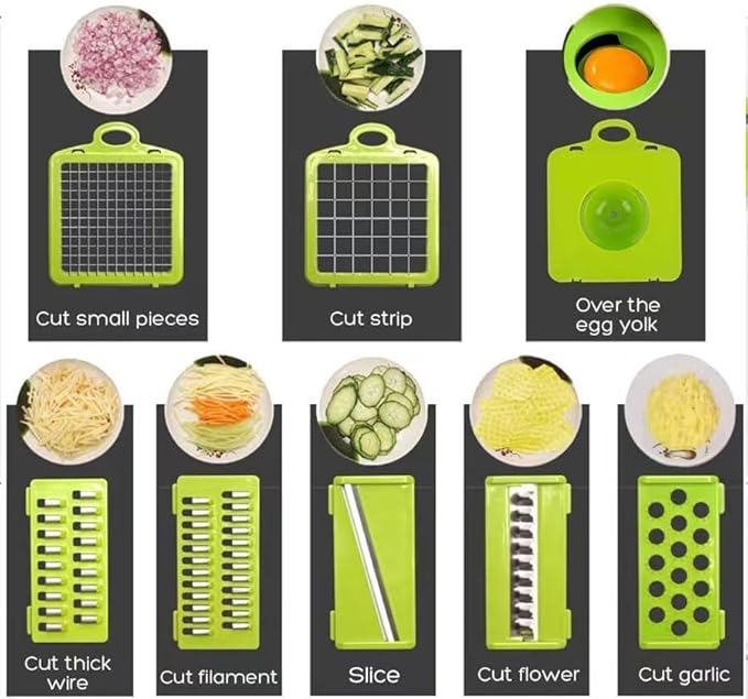 Vegetable Chopper, Veggie Chopper with Container and Lid, Kitchen Vegetable Slicer, Cheese and Onion Slicer, Multifunctional Food Chopper (Black)