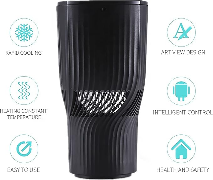 Car Cup Holder 2-in-1 Coffee Warmer Drink Cooler Smart Car Tumbler Holder Gift for Car Lover(Matt Black)
