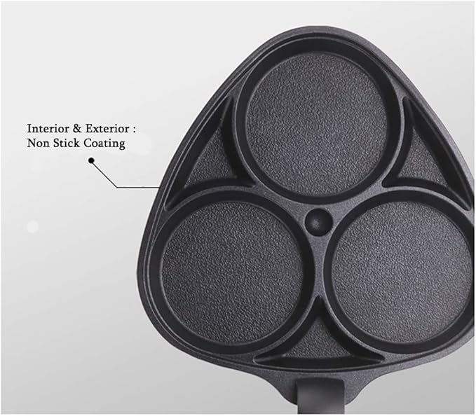 Kitchen Flower Cookin Clover 3 Divider Non Stick Egg Frying Pan (22cm x 21cm)