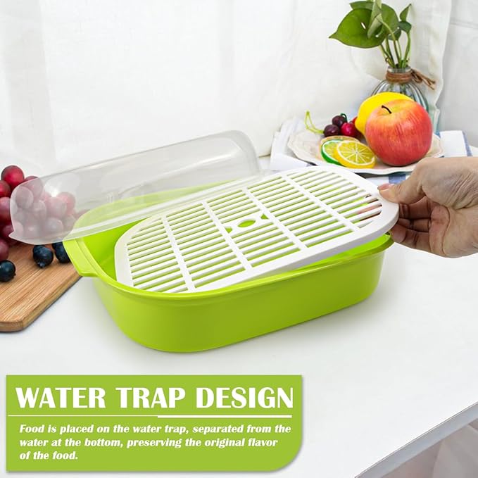 DOERDO Microwave Steamer with Lid, Plastic Vegetable Steamer for Cooking Vegetables and Seafood, 10.4x8.1 Inch, Green