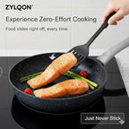 15-Piece Nonstick Cookware Set, Pots and Pans with Ceramic Coating, PFOA Free, Induction Ready with Stay-Cool Handles, Dishwasher Safe, Works with All Stovetops, Black/Grey Speckle