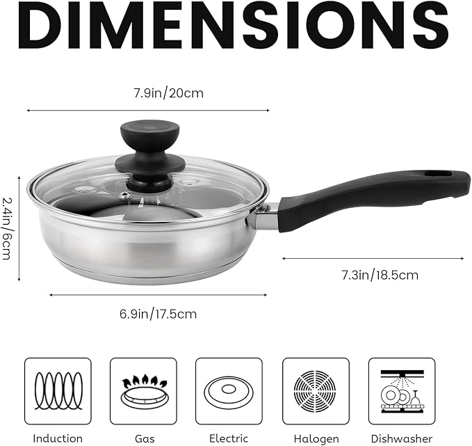 MARSKITOP Egg Poacher Pan Nonstick 4 Eggs, Poached Egg Pan Stainless Steel Poached Egg Cooker, Egg Poaching Pan PFOA Free, Poached Egg Maker with Nonstick Poached Egg Cups