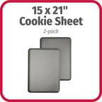 GoodCook Everday Nonstick Carbon Steel 15” x 21” Baking Sheet Set, 2 Pack – Extra-Large Carbon Steel Cooking Pans, Bakeware Set, Cookie Sheets for Baking, Oven Pan Set