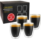 Creano Premium Double-Walled Drinking Glasses 12.5oz / 400 ml - Set of 6 - Professional Quality - 100% Dishwasher Safe (4x 9oz)