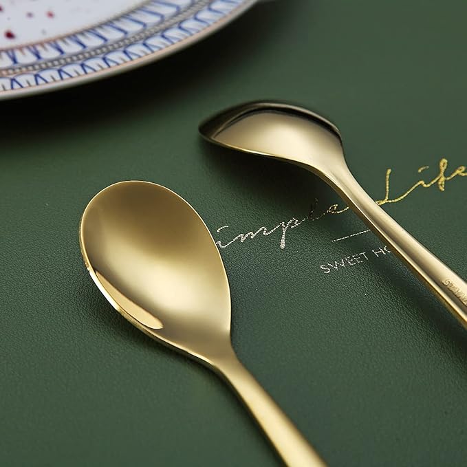 Gold Demitasse Espresso Spoons, 5.5'' Mini Coffee Spoons, Set of 6, Stainless Steel, Dishwasher Safe