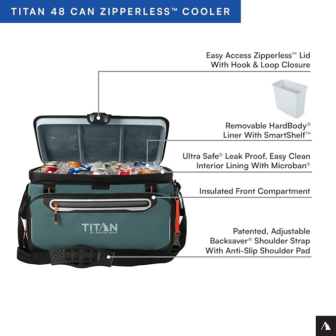 Titan by Arctic Zone 30 Can Zipperless Soft Cooler with HardBody Liner