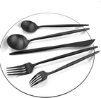Gugrida Black Flatware, Royal 20 Piece Luxury Matte Finish 18/10 Stainless Steel Tableware Sets for 4 Including Forks Spoons Knives, Camping Silverware Travel Utensils Set Cutlery (Black)