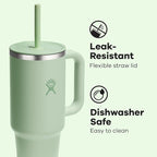 Hydro Flask 40 Oz Travel Tumbler with Handle, Lid and Straw - Insulated Stainless Steel in Aloe