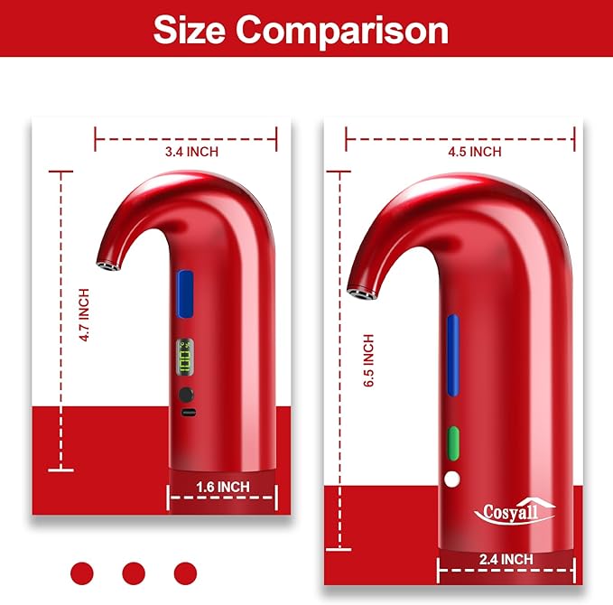 Electric Wine Aerator, One-Touch Automatic Wine Decanter for Red & White Wine, Wine Dispenser, Wine Pourer, Wine Gifts for Wine Lovers (Red)