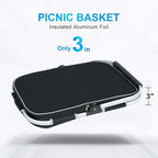 30L Large Picnic Basket, Foldable and Insulated Wild Outdoor Camping Picnic Large Capacity Picnic Basket with Handle for Picnic, Takeout, Shopping, Camping, Traveling (Black)