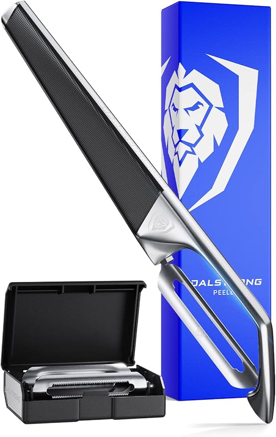 DALSTRONG Razor VX - I Straight Peeler - High Carbon Stainless Steel - Non Slip G10 Handle - Fine, Serrated & Julienne Blades Set - Premium Vegetable, Fruit, Potato Peeler for Kitchen