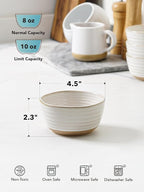 LE TAUCI Small Bowls 10 oz, Ice Cream Bowl, Ceramic Stoneware Bowl, Bowls Set for Dessert, Fruits, Side Dishes, Suit For Housewarming - 4.5 Inch, Set of 4, Arctic white