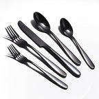20-Piece Black Silverware Set, Flatware Set for 4, Food-Grade Stainless Steel Tableware Cutlery Set, Mirror Finished Utensil Sets for Home Restaurant, Forks Spoons and Knives Set, Dishwasher Safe