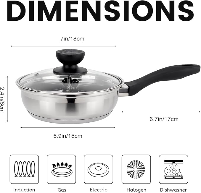 MARSKITOP Egg Poacher Pan Nonstick 2 Eggs, Poached Egg Cooker Stainless Steel Egg Poaching Pan, Poached Egg Pan PFOA Free, Poached Egg Maker