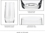 Krosno Long Drink Glasses, Set of 6, 13.9 oz, Blended Collection, Crystal Glass, Perfect for Everyday, Dishwasher Safe, Made in Europe