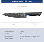 FINTISO Chef Knife 8 inch, 67-Layer Japanese Damascus Steel Kitchen Knife, Sharp Knife with G10 Handle, Professional Cooking Knives for Home and Kitchen