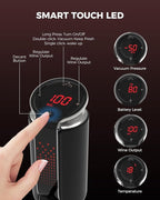 Luxurious 3-in-1 Electric Wine Aerator, Decanter, Dispenser & Vacuum Pump. Touch Screen LED Display - Wine Preservation System with Temp Monitor, Gift for Wine Lovers Women Men (Black/Silver)
