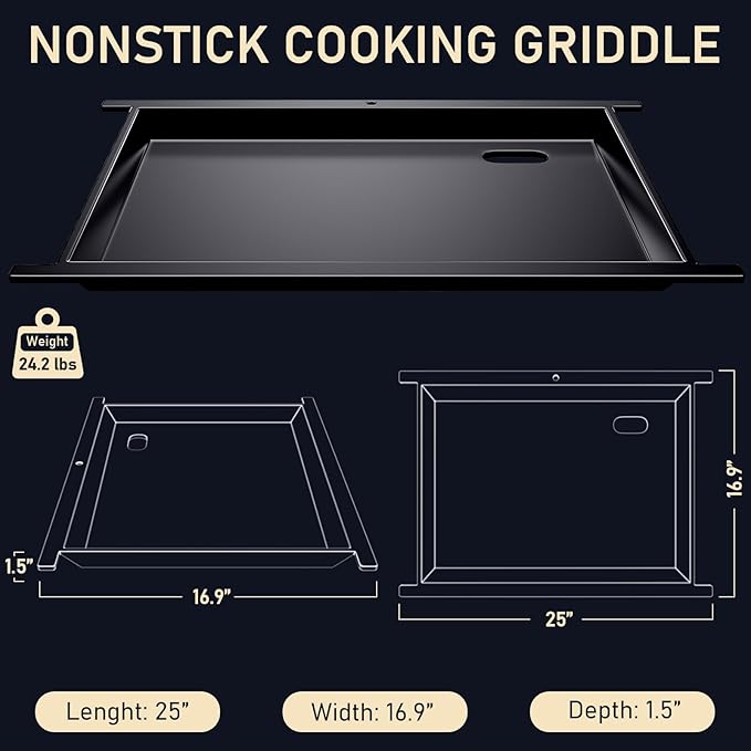 Utheer Nano-Ceramic Full Griddle for Ninja FlexFlame PG300,Professional-Grade Nonstick Full-Size Griddle Plate with Grease Drain,Rust-Resistant,BBQ Breakfast & Camping,Fit Ninja FlexFlame XSKFULGRIDLE