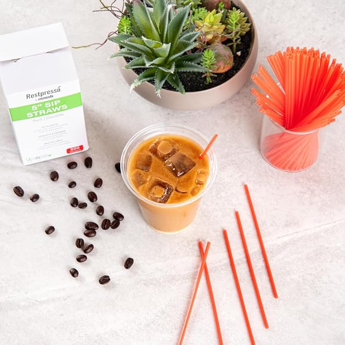 Restaurantware Restpresso 5 Inch Cocktail Stirrers 5000 Disposable Coffee Stirring Rods - Premium Odorless Red Plastic Stirrers For Coffee For Hot And Cold Drinks For Bars Or Offices