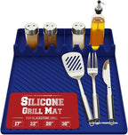 Kitchen Perfection Silicone Grill Mat for Blackstone Griddle Accessories - Silicone Tools & Spatulas Mat with Drip Pad - Keeps Your Griddle Clean and Your Utensils Organized - Great BBQ Gift
