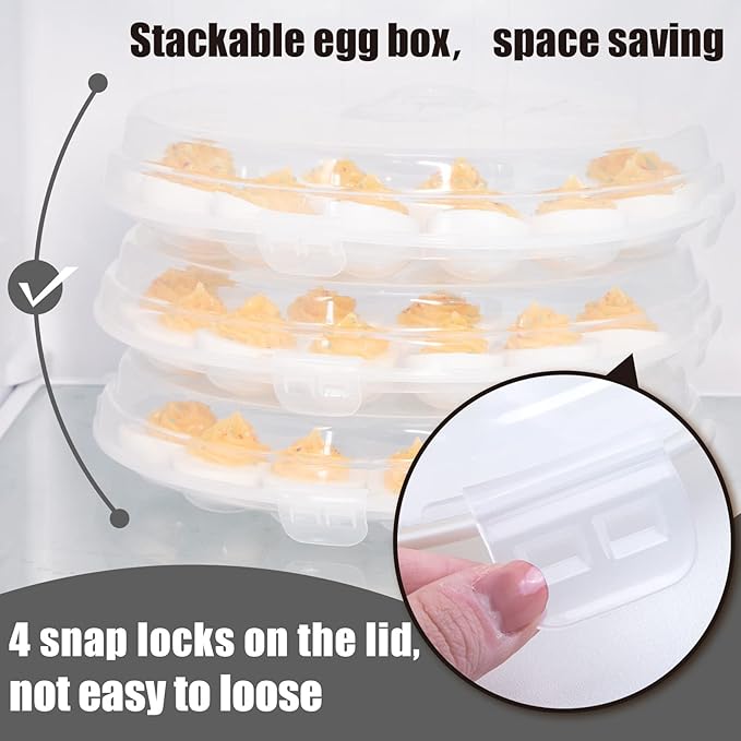 HANSGO Deviled Egg Containers with Lid, Portable Deviled Egg Platter Carrier Holder Trays with 22 Slots for Holiday Party and Home Kitchen, Clear