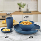 Wheat straw plates and bowls sets of 16 - Unbreakable wheat straw dinnerware sets for kids - Alternative plastic dinnerware set service for 4 - Microwave safe and Dishwasher safe bowls. Colorful