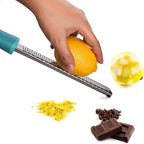 Lemon Zester, Stainless Steel Kitchen Cheese Grater, Plastic Cover Ergonomic Soft Blue Handle