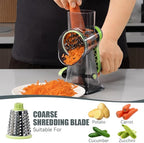 KEOUKE Rotary Cheese Grater Hand Crank Transparent - Shredder Slicer Grinder 3 Stainless Steel Blades, Stable Suction, Labor-Saving Handle, Safe Kitchen Tool for Cheese, Vegetable, Nuts, Chocolate