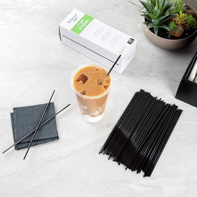 Restaurantware Restpresso 7 Inch Cocktail Stirrers 500 Disposable Coffee Stirring Rods - Premium Odorless Black Plastic Stirrers For Coffee For Hot And Cold Drinks For Bars Or Offices