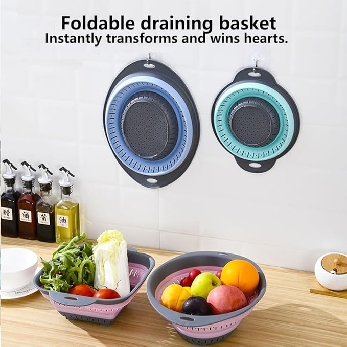 Collapsible Colander and Strainer,Silicone Strainer Colanders & Food Strainers,for Vegetable and Fruit, Kitchen Essentials