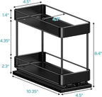 Nieifi Spice Rack Organizer for Cabinet, Vertical Spice Rack Pull Out, Easy to Install, Metal, 4.5''Wx10.35''Dx8.4''H, 2 Pack, 2 Tiers(Black)