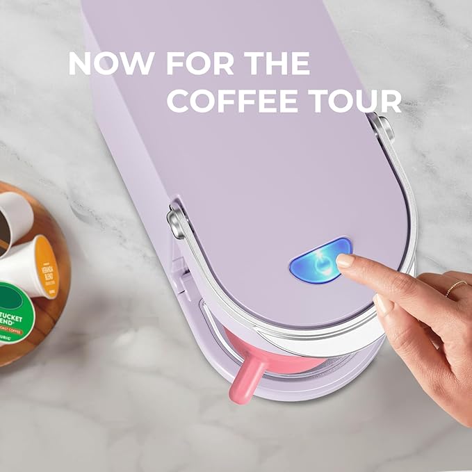 CHULUX Slim Single Serve Coffee Maker for K Pods, One Cup Coffee Maker Fits 7.3" Travel Mugs, Coffee Machine with 6 to 12oz Brew Sizes, Lavender