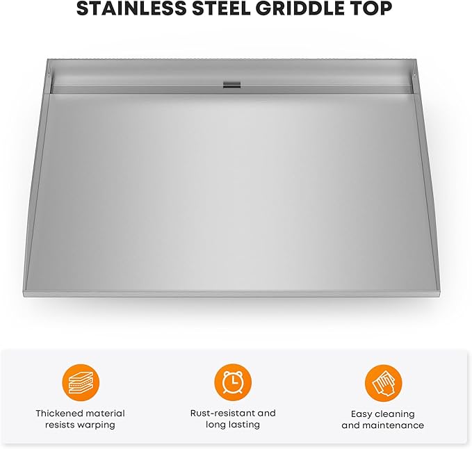 Stanbroil 22 Inch Stainless Steel Flat Top Griddle Replacement Top for Blackstone 22" Tabletop Griddle Station, Griddle Top Replacement with Rear Grease System