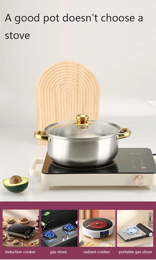 10PCS Stainless Steel Cookware Sets Nonstick Cookware Pot Dishwasher Safe Pots with Glass Lids for Soup, Pasta, Stew, Rice, Healthy Everyday Use for Gas Electric Halogen Ceramic Induction Hobs 08