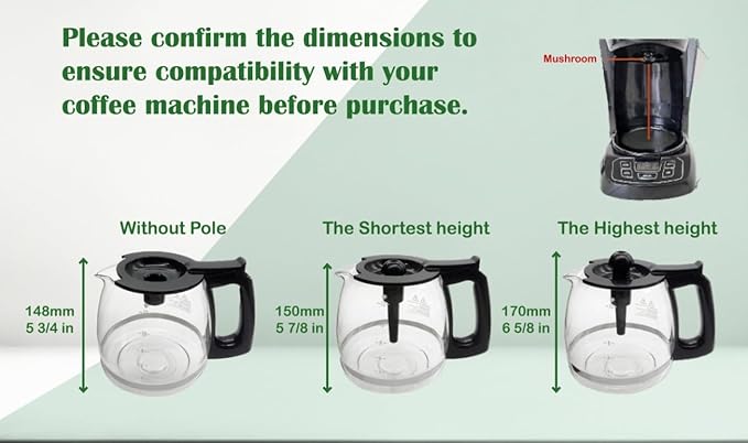 Coffee Machine Replacement 12-CUP Glass Pot, Compatible With Kitchenaid KCM1209 KCM1208 Cuisinart DCC 1220BKS, Capresso SG300, Gourmia GCM3260, Krups Essential Wamife Mueller 12 cups coffee machine
