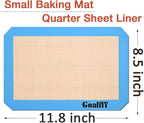Small Silicone Baking Mat Sheet (11.8 x 8.5 IN), 3 Pieces Baking Mat Set, Reusable Silicone Mat for Oven, Toaster, Baking Tray, Baking Pan (Red, Blue, Grey)
