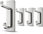 Self Adhesive Wall Hooks for Hanging: Extra Strong 13 LB, Hook for Coat, Towel in Bathrooms, Shower, Kitchen, Wall, Door Hook, Nickel Silver 4 Pack