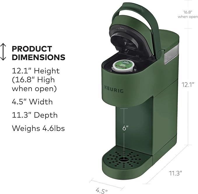 Keurig K-Mini Single Serve K-Cup Pod Coffee Maker, 6 to 12oz Brew size, with Cord Storage, Perfect for Small Spaces, Evergreen