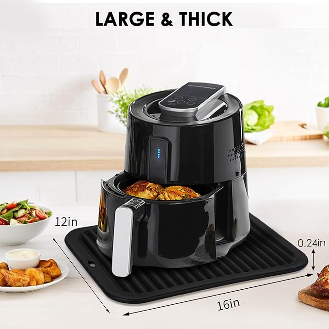 2 Pcs Silicone Trivets Black 16'' X 12'' Nonslip and Heat Resistant Hot Pads Trivets for Hot Pots and Pans Hot Pads for Kitchen(Black)